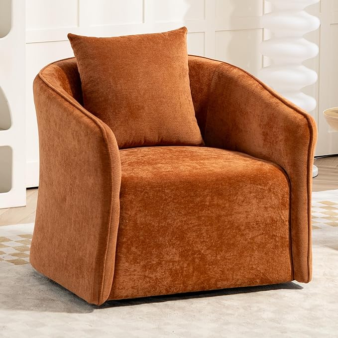 Accent Chair for Living Room Swivel Barrel Accent Chair,Swivel Chair 360°Sofa,Modern Comfy Chair Upholstered Small Round Chair with Velvet Fabirc, for Bedroom/Living Room/Office