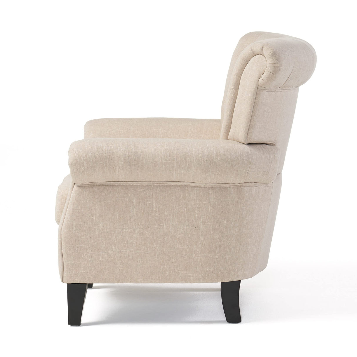 Greggory Tufted Fabric Club Chair, Light Beige