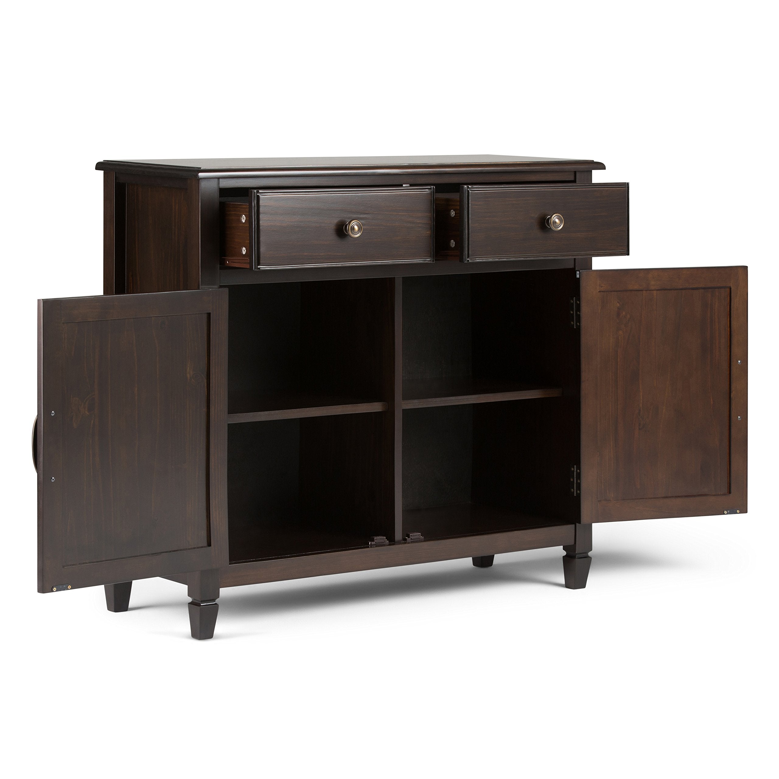 Connaught SOLID WOOD 40 Inch Wide Traditional Entryway Storage Cabinet in Dark Chestnut Brown