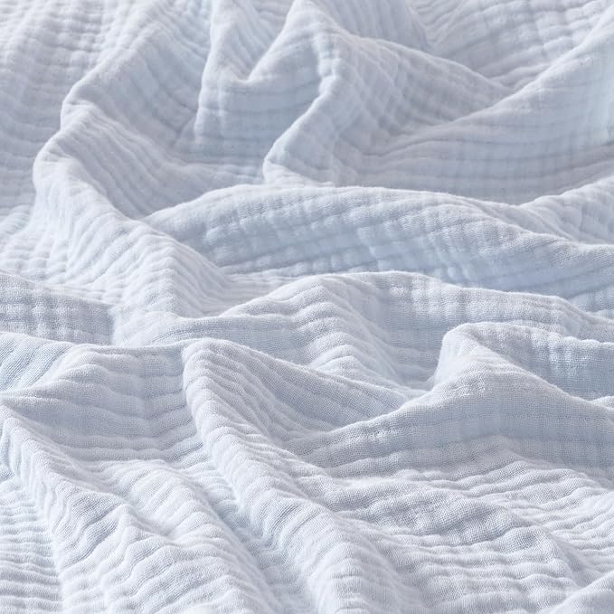 100% Cotton Muslin Blanket King Size 108" x 90", 4-Layer Lightweight
