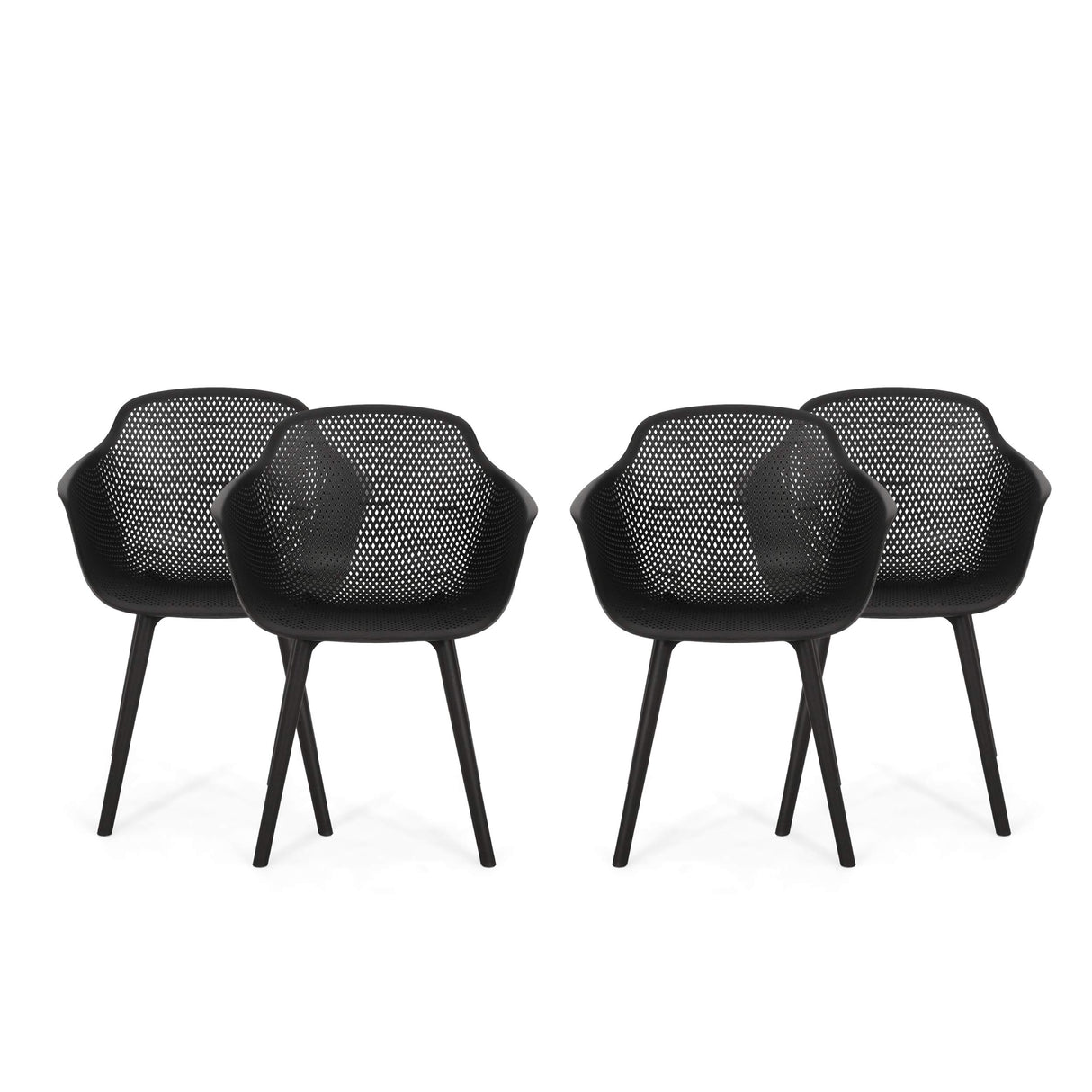 Davina Outdoor Dining Chair (Set of 4), Black