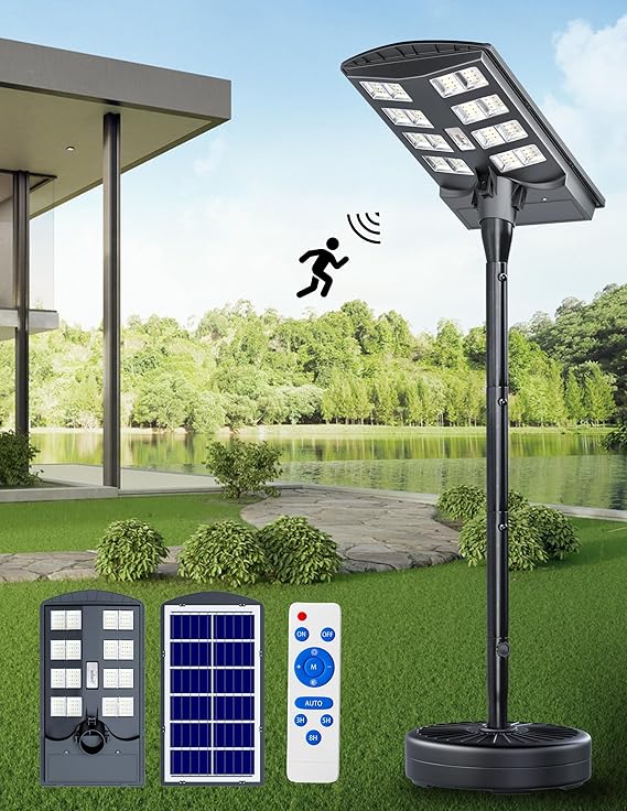 8500W Solar Street Lights Outdoor with 78" Tall Pole