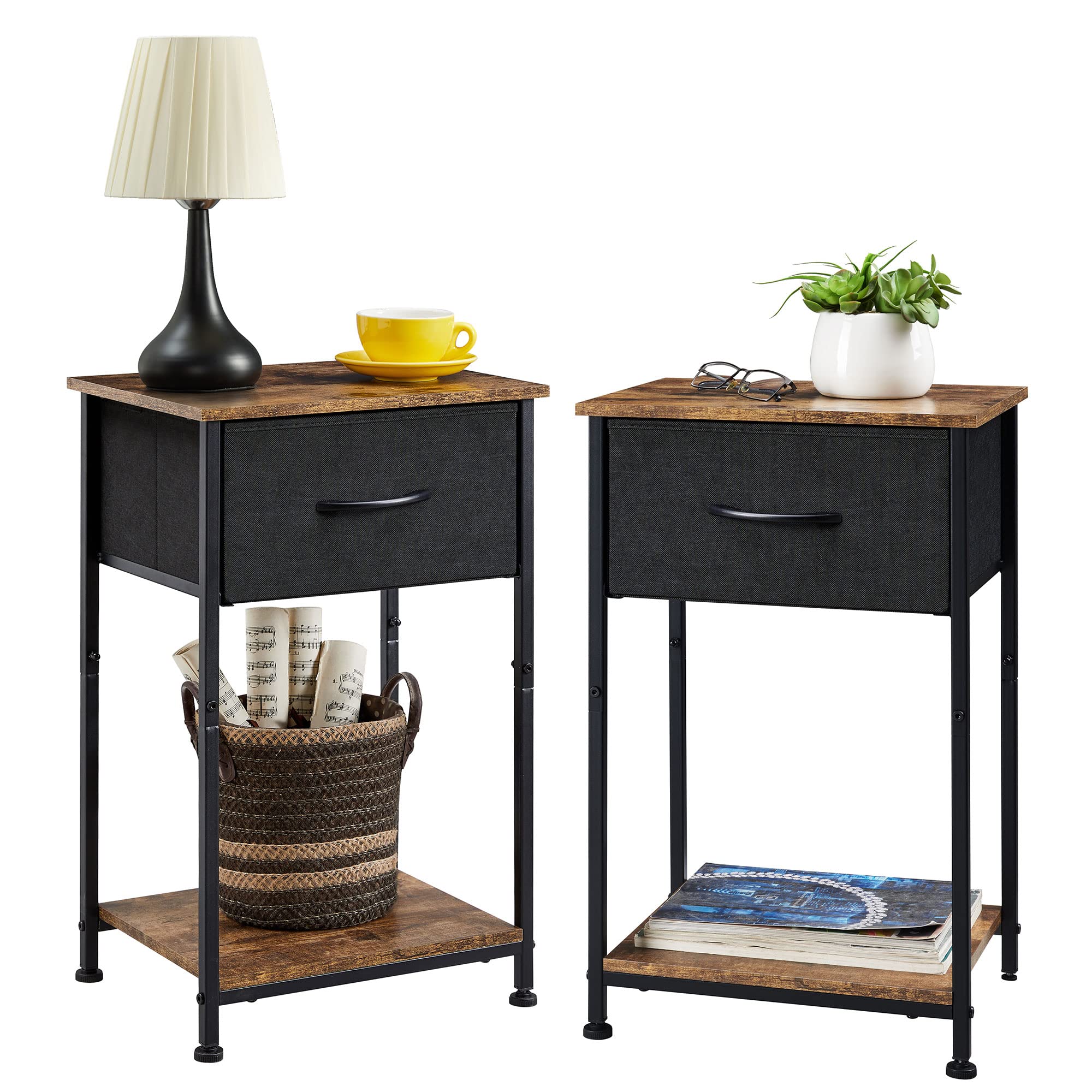 Nightstand Set of 2, Bedside Table End Table for Bedroom Dorm Nursery Living Room