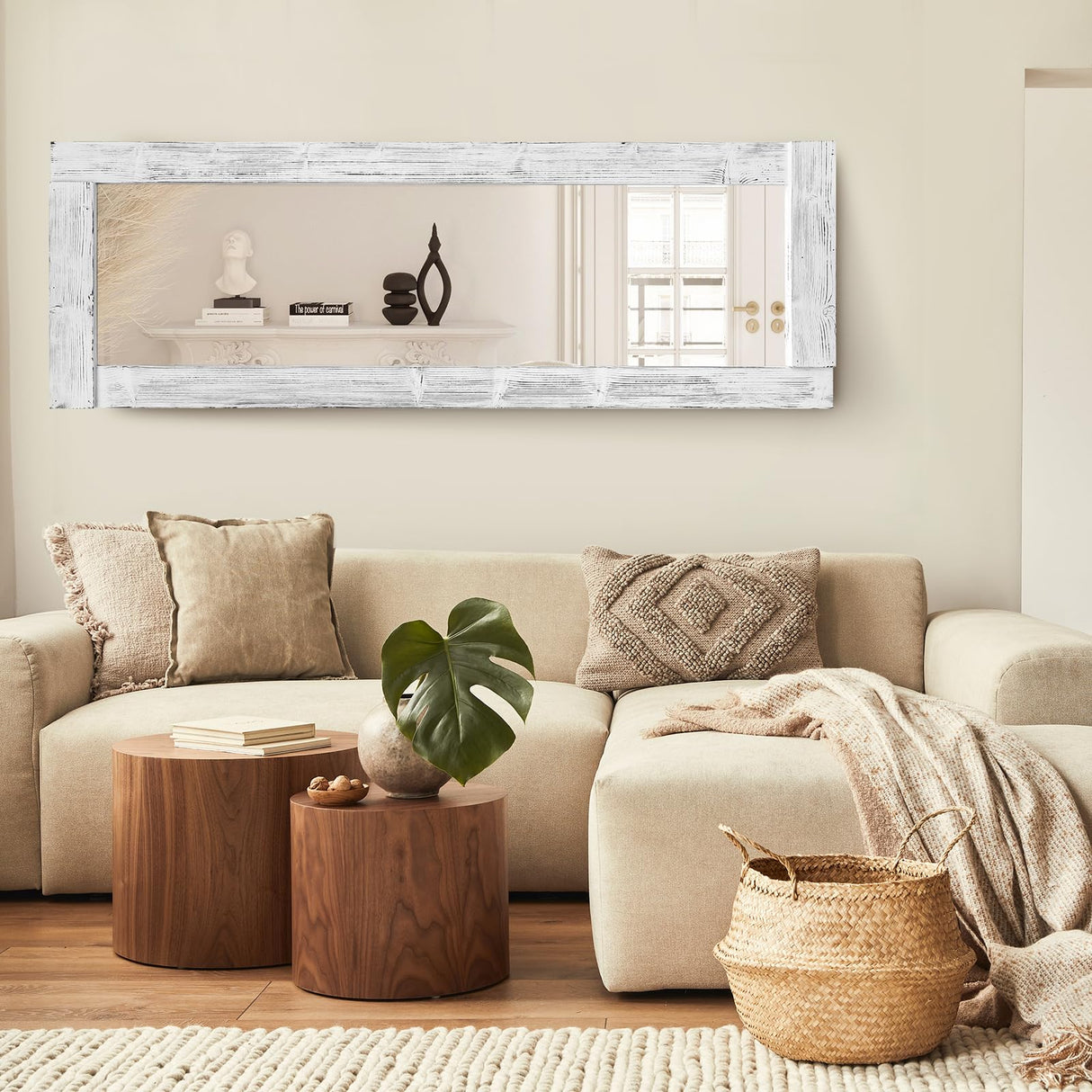 Full Length Mirror 65"x24" Solid Wood Frame Floor Large Mirror for Living Room