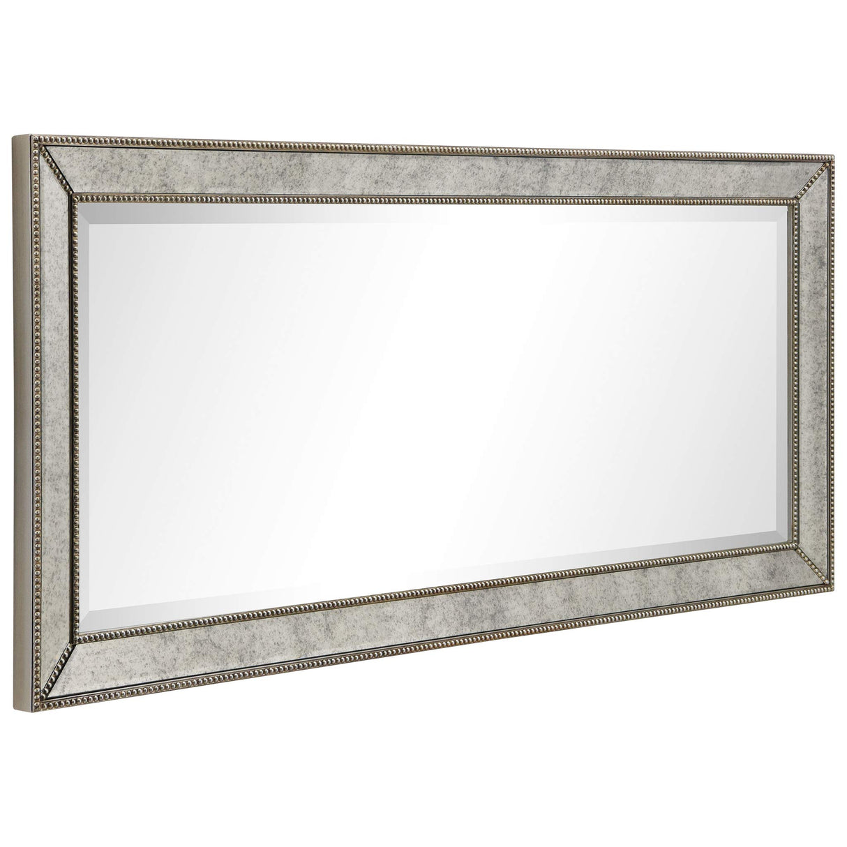Solid Wood Frame Wall, Beveled Center Antique Mirror for Bathroom