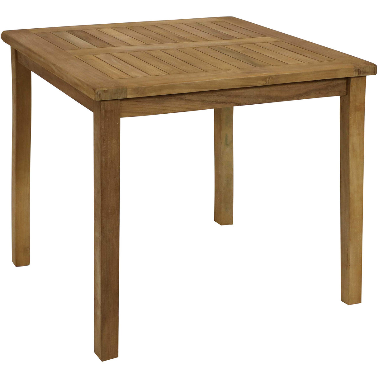 Solid Teak Outdoor Dining Table - Light Brown Wood Stain Finish - Square - 32 Inches
