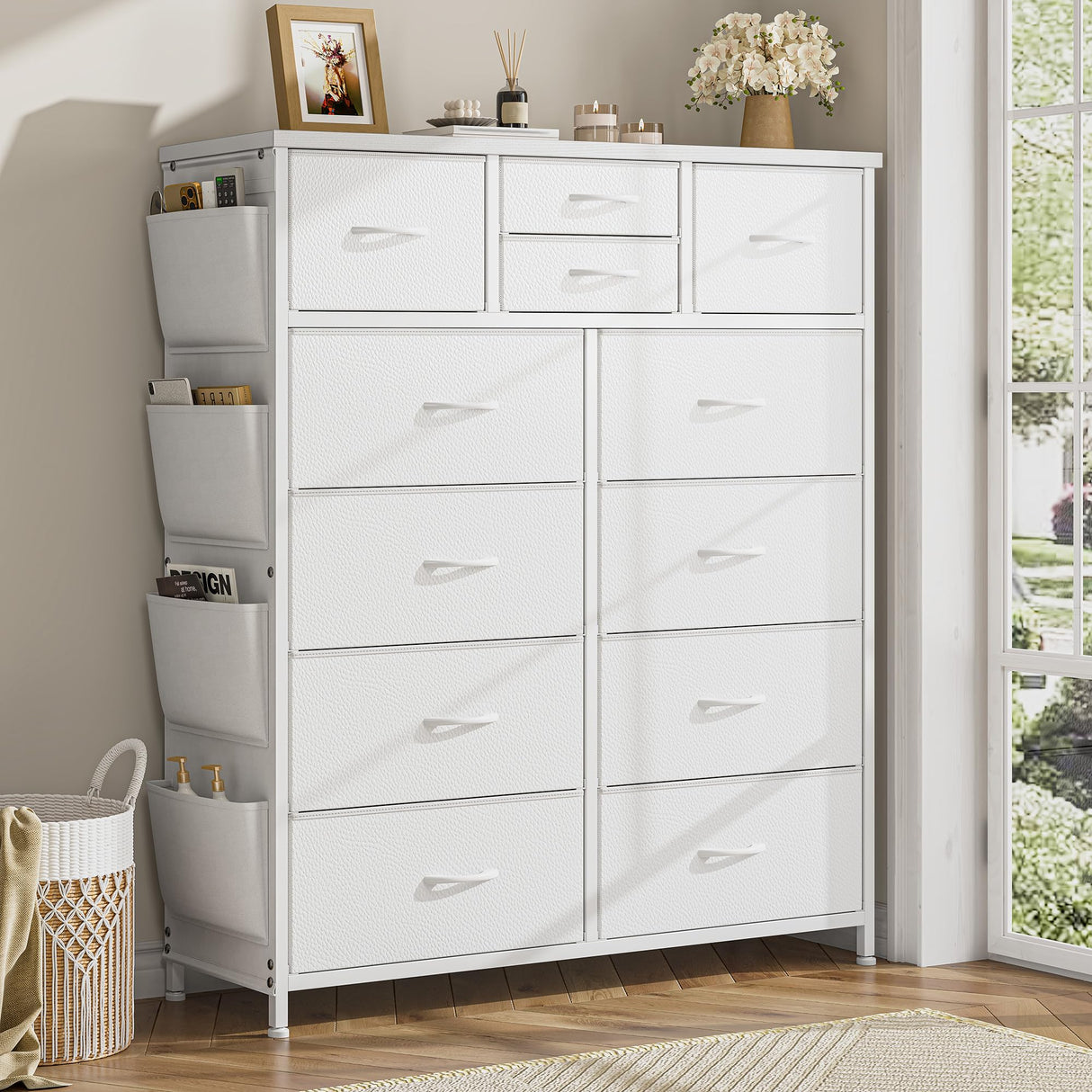 White Dresser with 12 Drawers,Tall Dresser