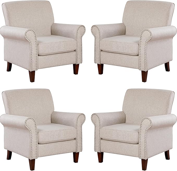 Upholstered Living Room Chair - Large Comfy Fabric Accent Chair Single Sofa