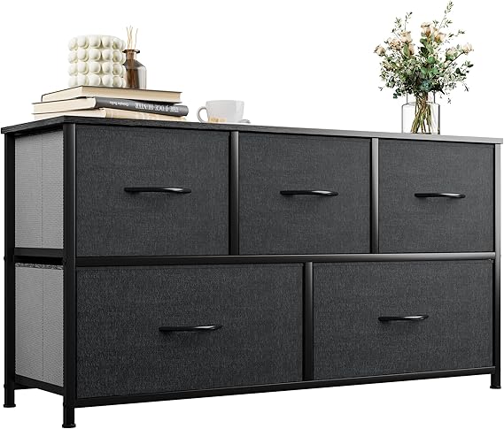 Dresser with 5 Drawers - Fabric Storage Tower