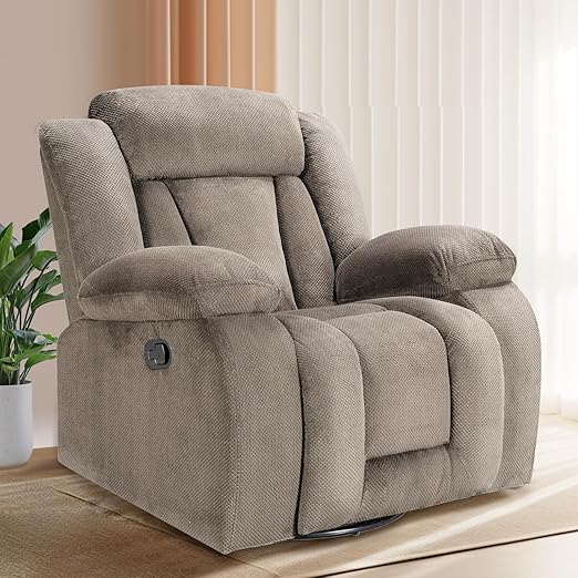 UltraComfort Manual Recliner Chair – Oversized Rocking Sofa with Swivel Base