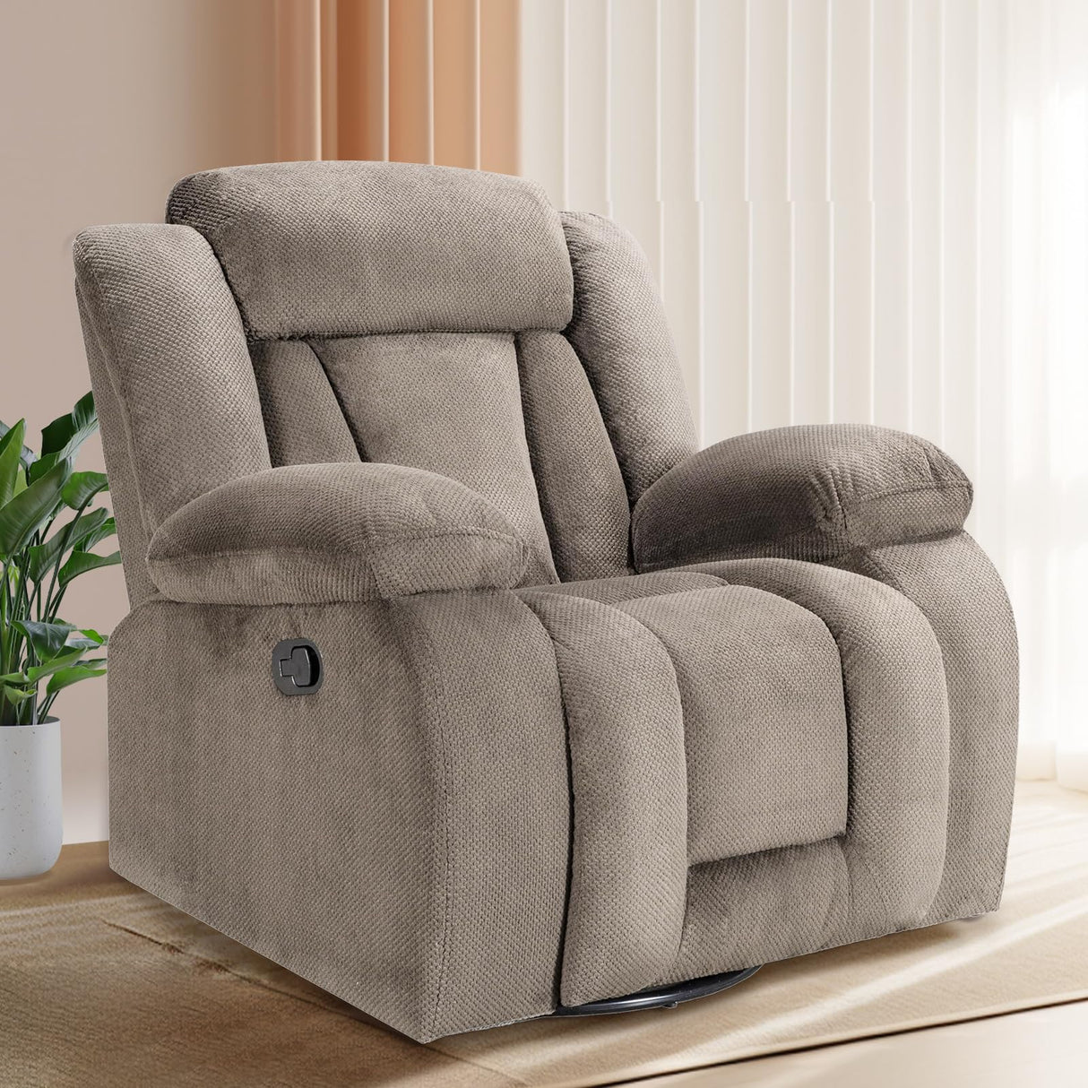 UltraComfort Manual Recliner Chair – Oversized Rocking Sofa with Swivel Base