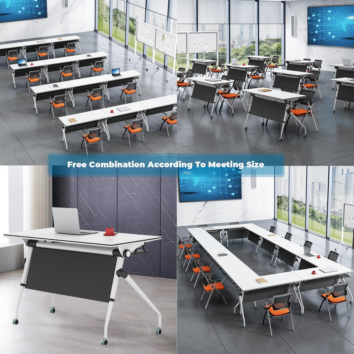 Folding Conference Table,Mobile Training Table with Wheels