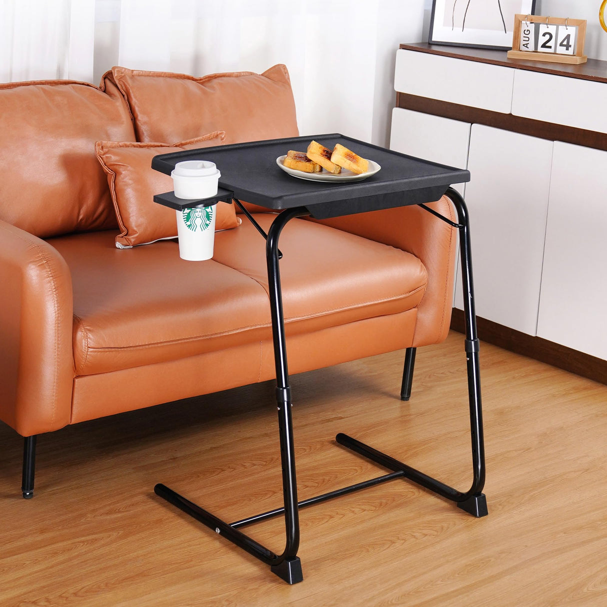 FlexMate 2 Pack Adjustable TV Tray Tables with Cup Holder