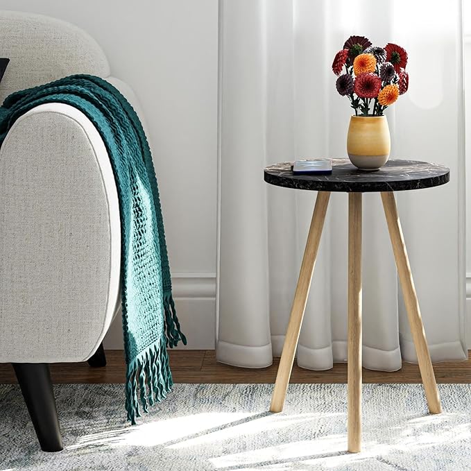 Small Round Side Tables for Living Room, Minimalist Circle Accent End Table Small Spaces