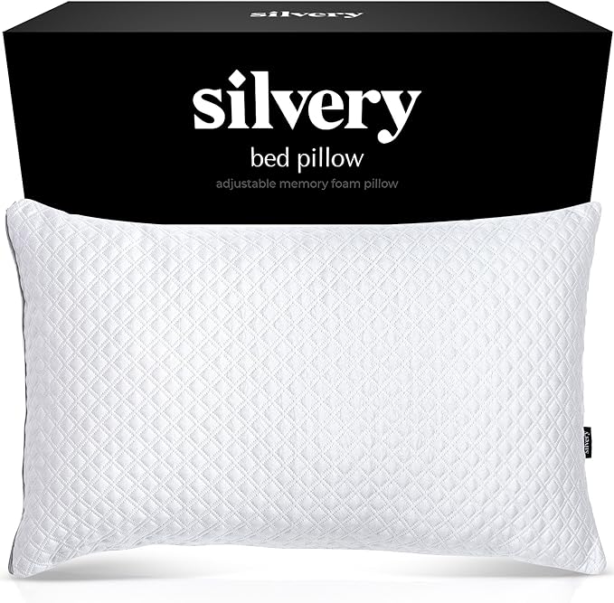 Shredded Memory Foam Pillows Queen Size 2 Pack, Cooling Sleep Bed Pillows, Adjustable