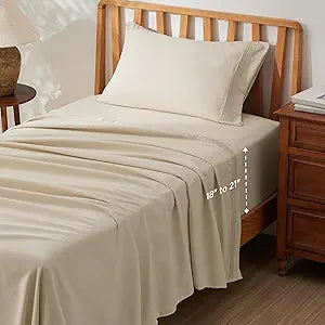 Deep Pocket Queen Sheets Set - Fits Mattresses Up to 21" Thick
