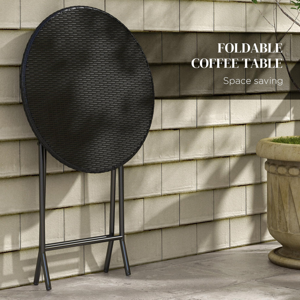 Outsunny 3 Pieces Wicker Outdoor Bistro Set, Rattan Patio Furniture Set with Folding Coffee Table, Porch Chairs with Cushions for Backyard, Balcony, Garden, White