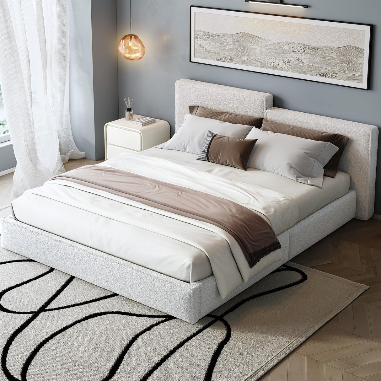 Full Size Velvet Bed Frame,Vertical Channel Tufted Wingback Headboard