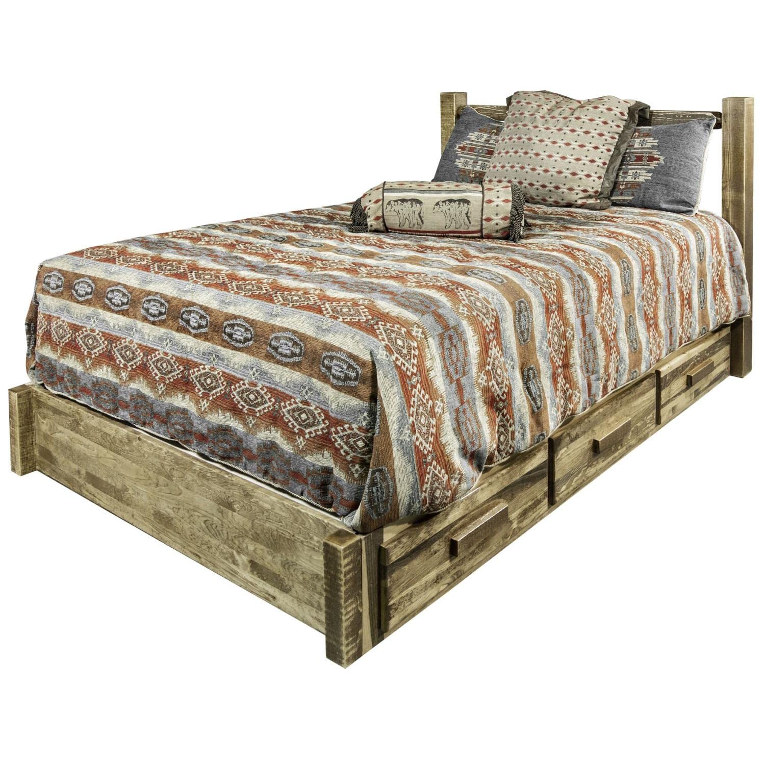 Montana Woodworks Homestead Collection King Platform Bed with Storage, Stain & Lacquer Finish