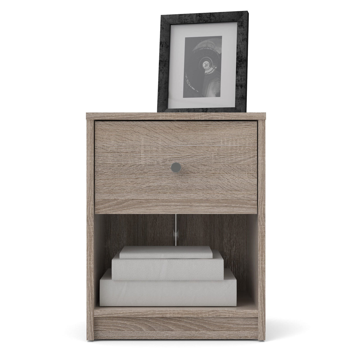 1 Shelf Nightstand Nighstand, 14.92 in x 11.85 in x 19.06 in, Gray