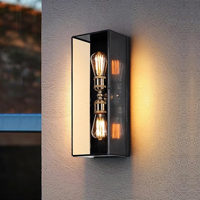 Outdoor Wall Lanterns Set of Two, Solid Brass Waterproof Exterior Light Fixtures