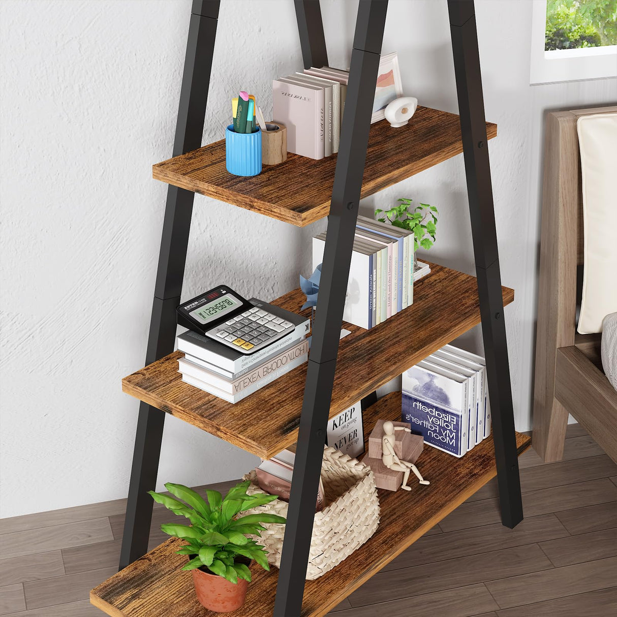 Industrial Bookshelf with Metal Frame by Recaceik - For Home Office and Living Room