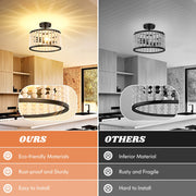 Farmhouse Boho Light Fixture - Wood Beaded Chandelier, Rustic Semi Flush Mount Ceiling Light, Black 2-Light Nursery Light Fixture for Kitchen Island Foyer Hallway Bedroom Living Room, E26 Base