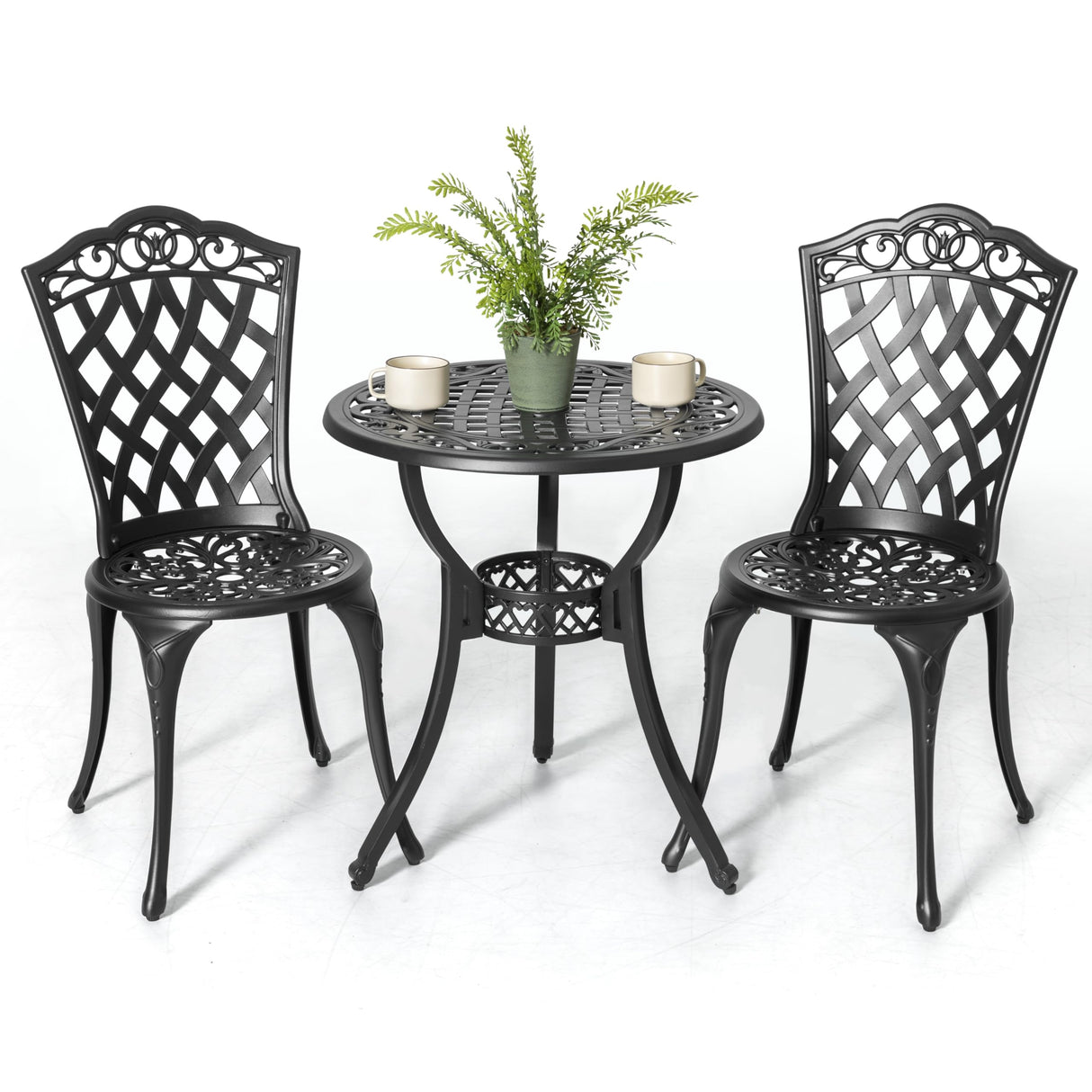 3 Piece Outdoor Bistro Table Set, All Weather Cast Aluminum Patio Bistro Sets Patio Table
