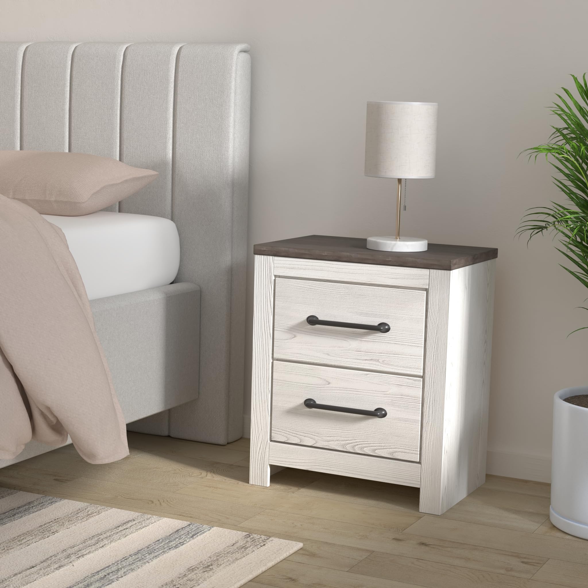 Gerridan Coastal 2 Drawer,  Nightstand, White/Gray