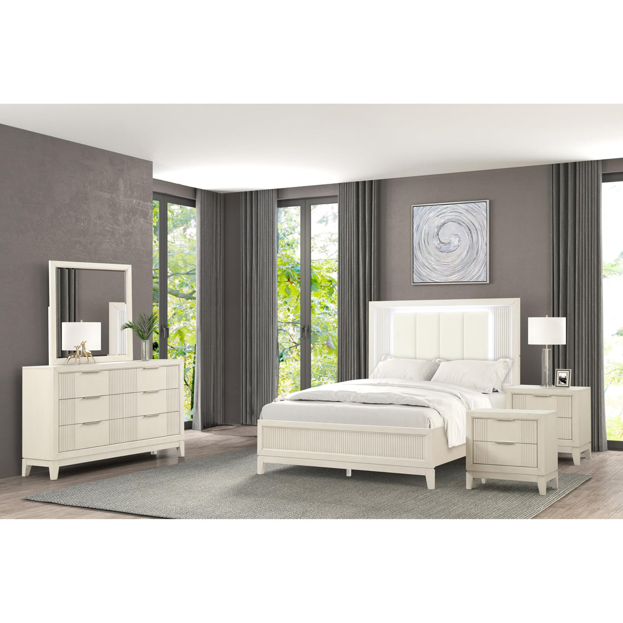 Oberlin Transitional Solid Wood 5-Piece Bedroom Set Queen-Size Bed