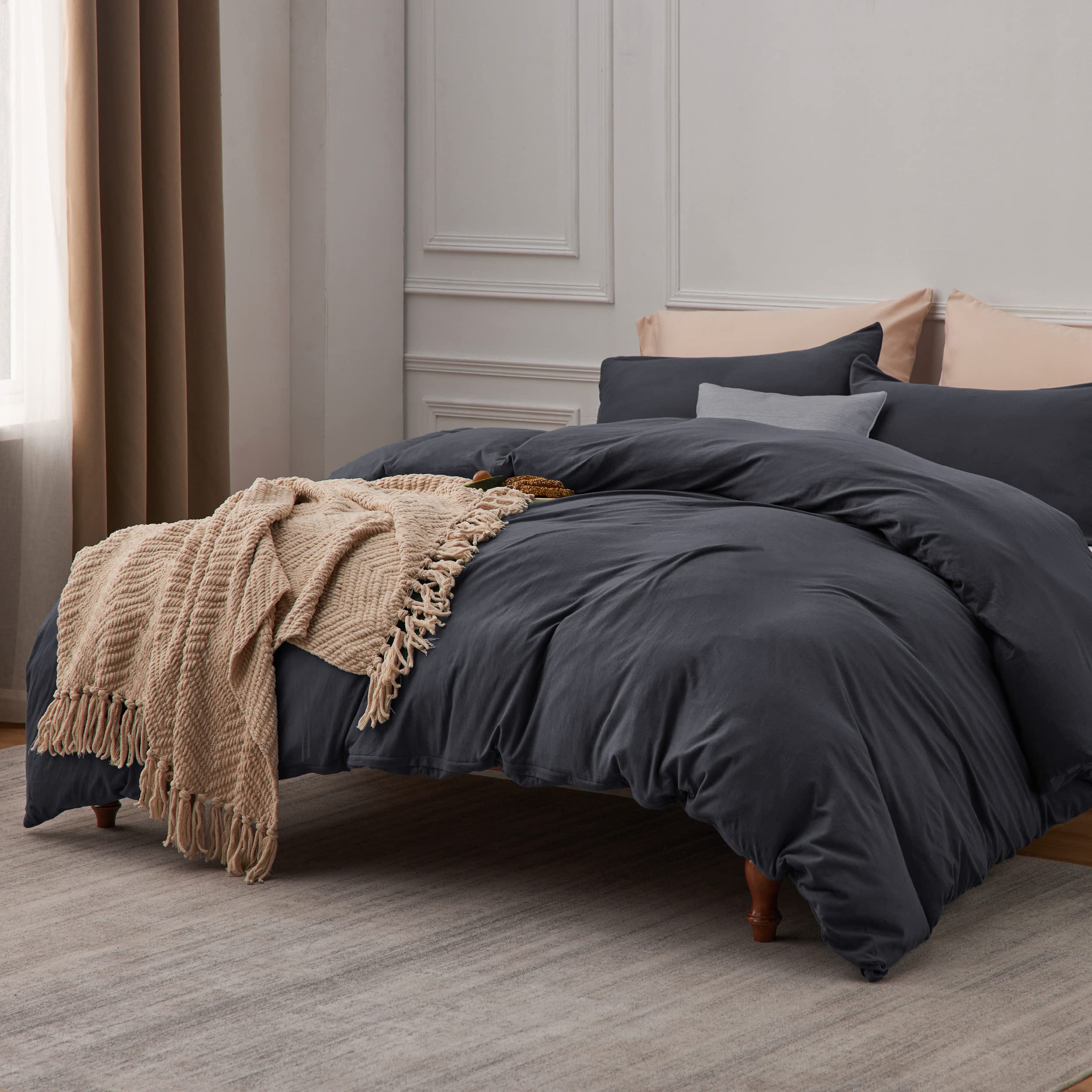 Jersey Knit Cotton Duvet Cover, Ultra Soft T-Shirt Cotton Comforter Cover King Size