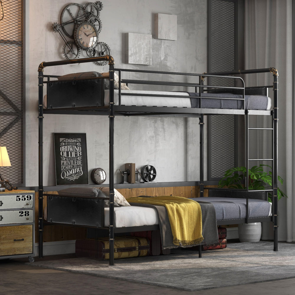 Metal Bunk Bed Twin Over Twin, Convertible Twin Bunk Beds