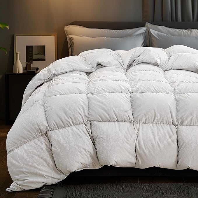 Goose Down Comforter King Size White Feather Down Duvet Luxurious