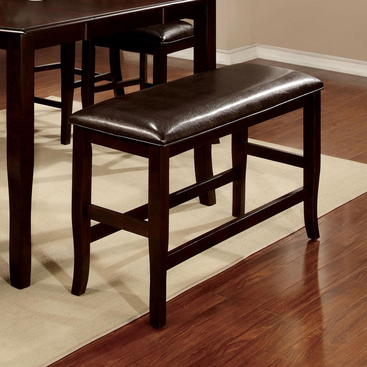 Aruba Transitional Faux Leather Counter Height Bench for Dining Room