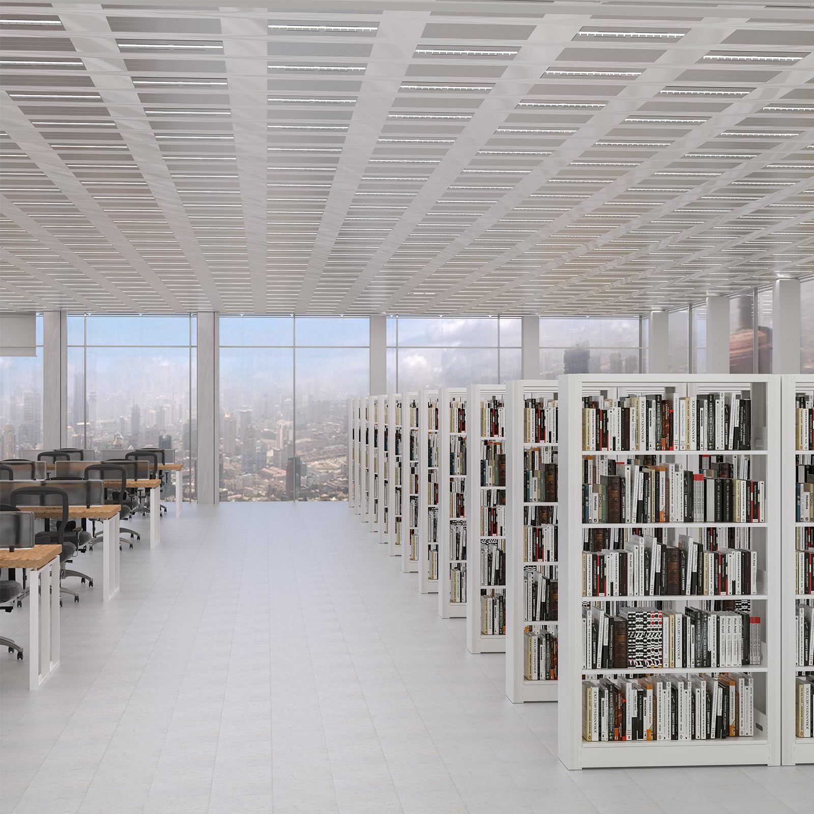 5-Tier Bookshelf, White Bookshelf with Adjustable Storage Shelves