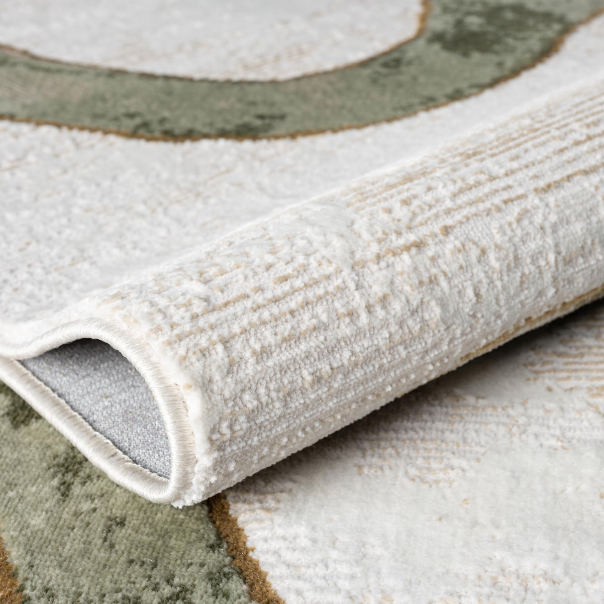 Beige Cream Green Graffiti Washable Area Rug 8' x 10' - Abstract Artistic Design