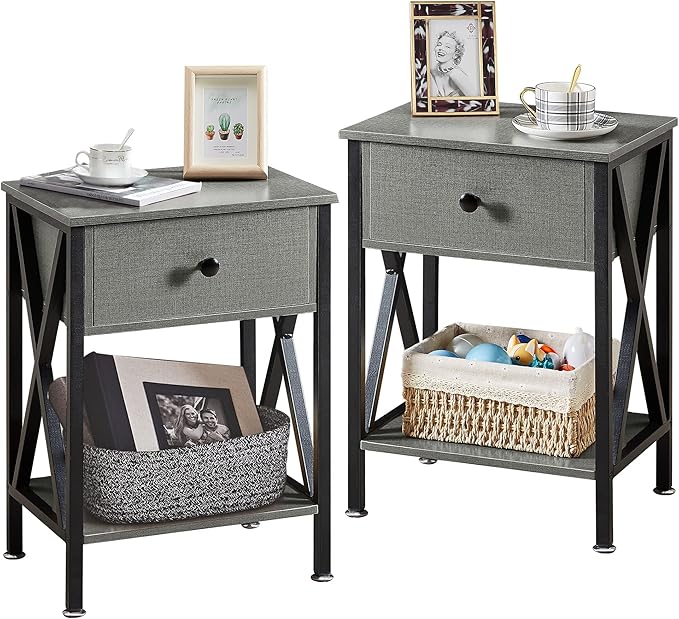 Nightstands Set of 2, Modern Bedside End Tables, Night Stands