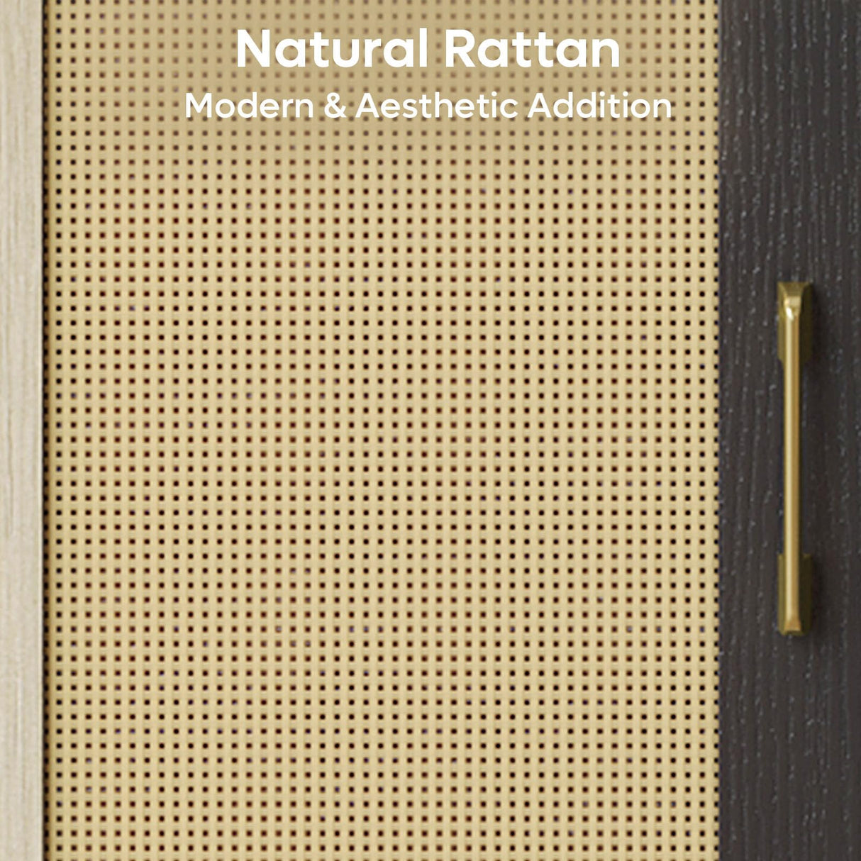 80 Inch Black Rattan TV Stand with LED Lights