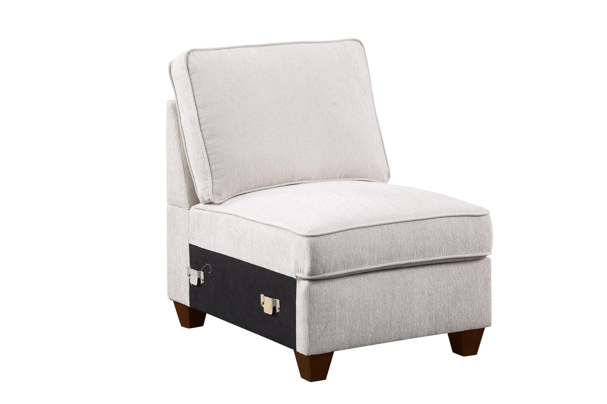 127" L-Shaped Sectional Couch with Movable Ottoman & 6 Throw Pillows