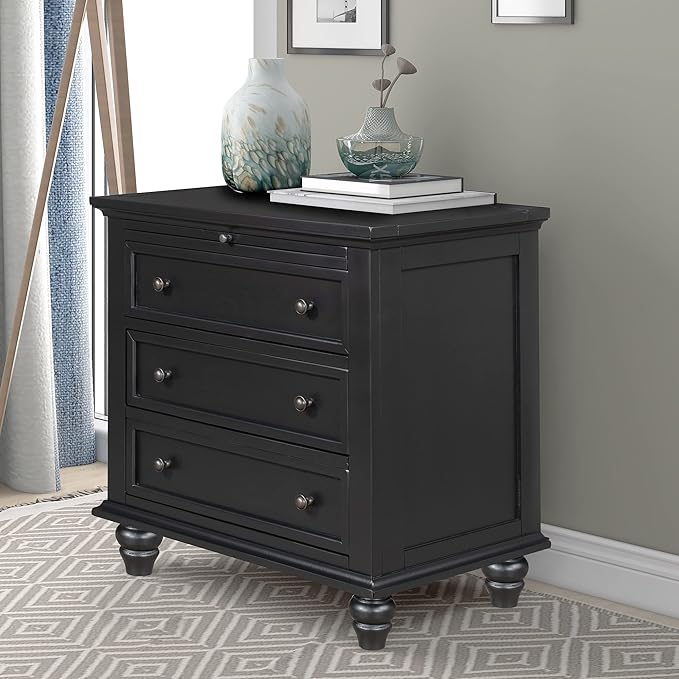Nightstand with Storage, Wood Bedside End Table with 3 Drawers & Pull Out Tray
