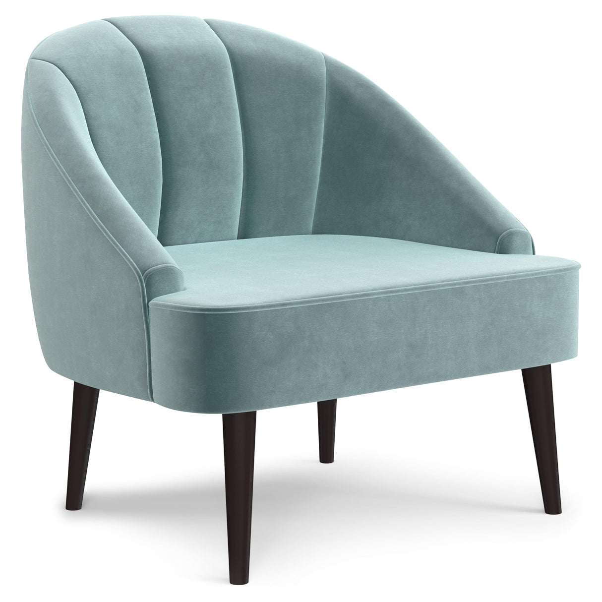 Harrah 33 Inch Wide Contemporary Accent Chair in Seafoam Blue Velvet fabric, For the Living and Family Room