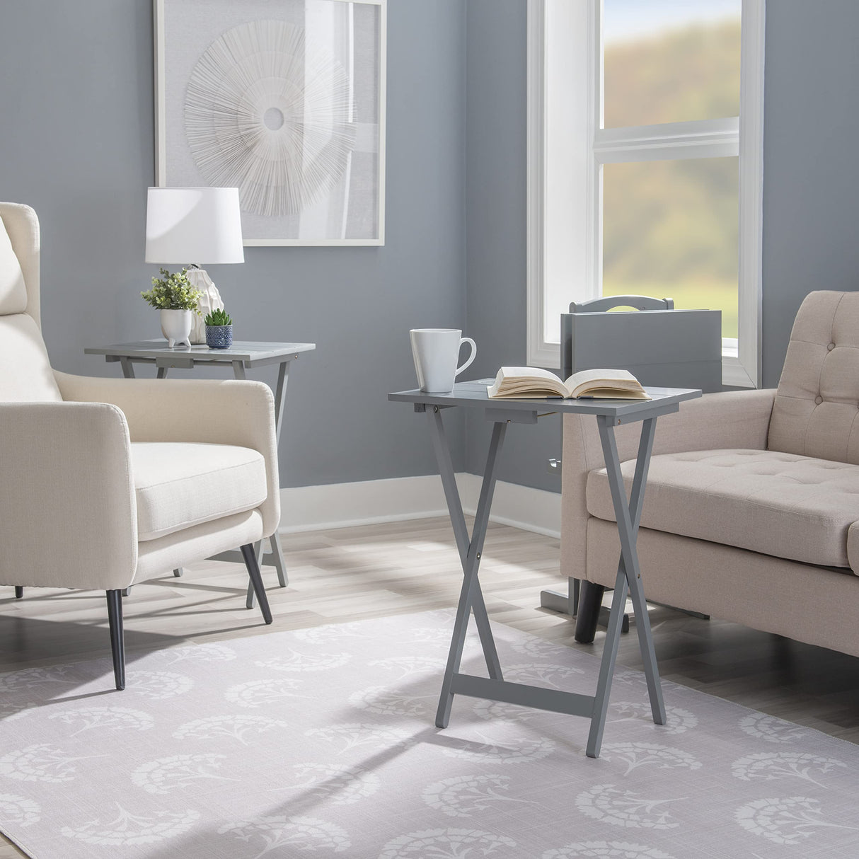 SlateNest 5-Piece Gray Folding TV Tray Table Set