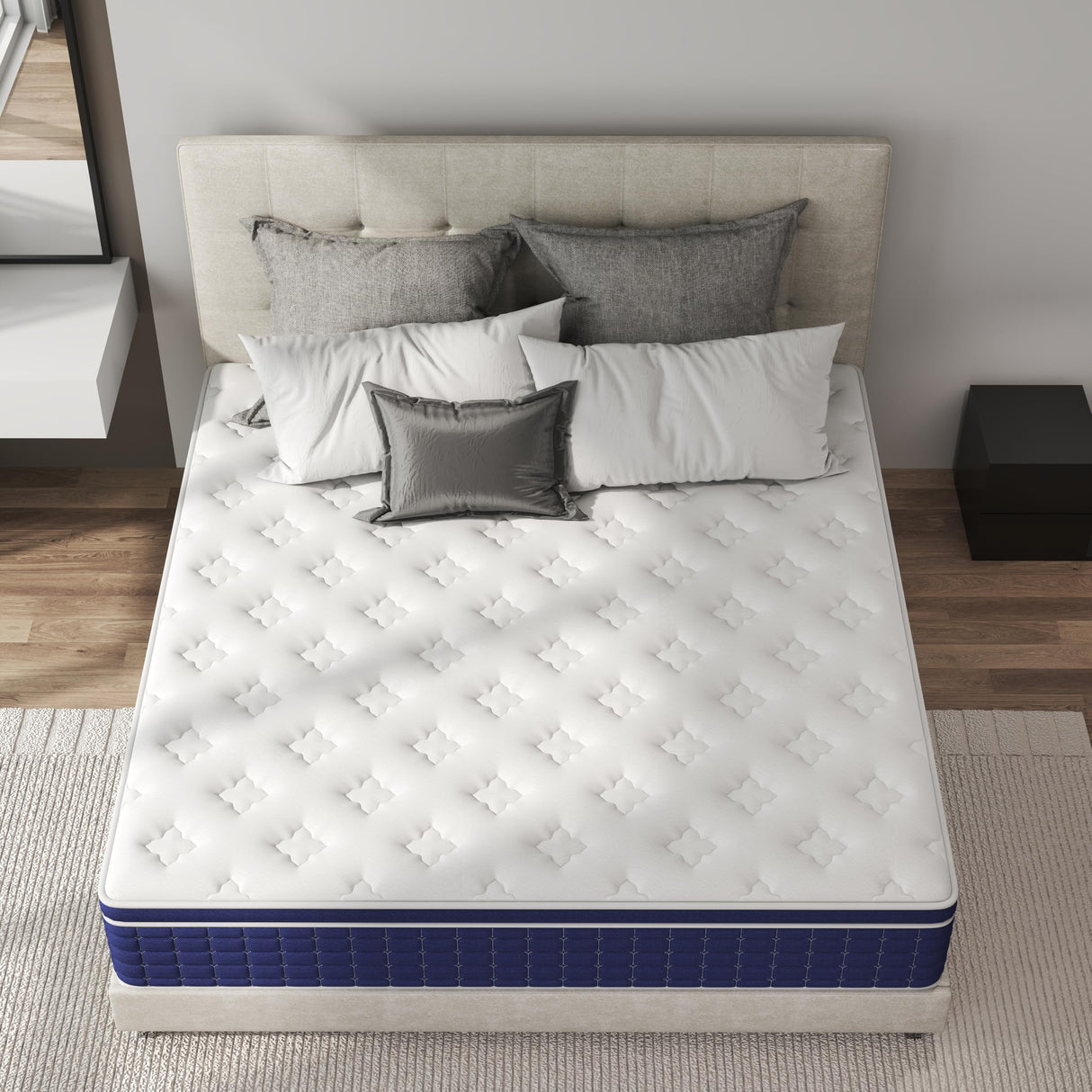 Queen Mattress,14 Inch Medium Firm Feel Hybrid Mattress in a Box, Gel Memory Foam Multilayer Design Mattress