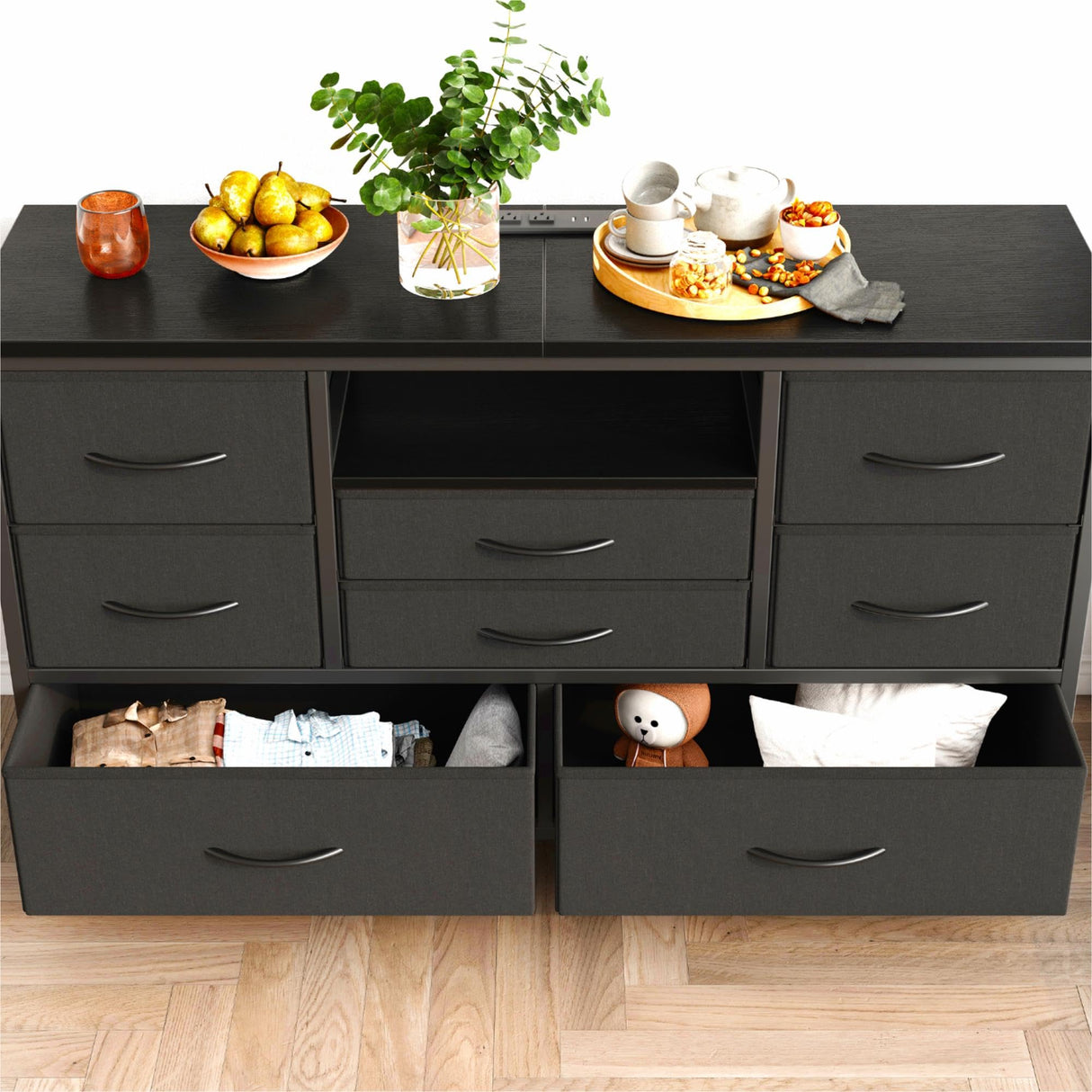 8 Dresser TV Stand with Power Outlet & LED