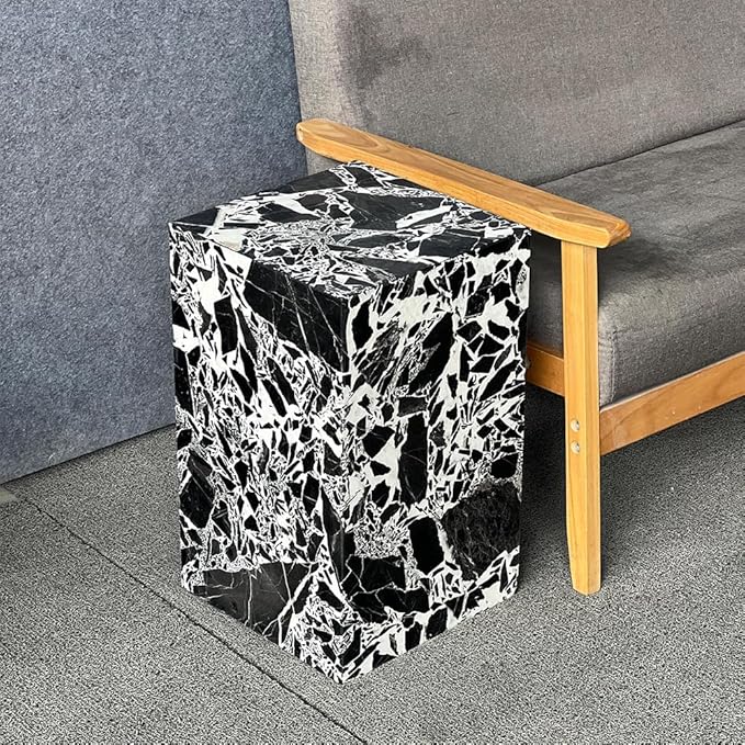 Marble Side Table,Square End Table for Modern Sofa and Bed, Living Room, Sofa