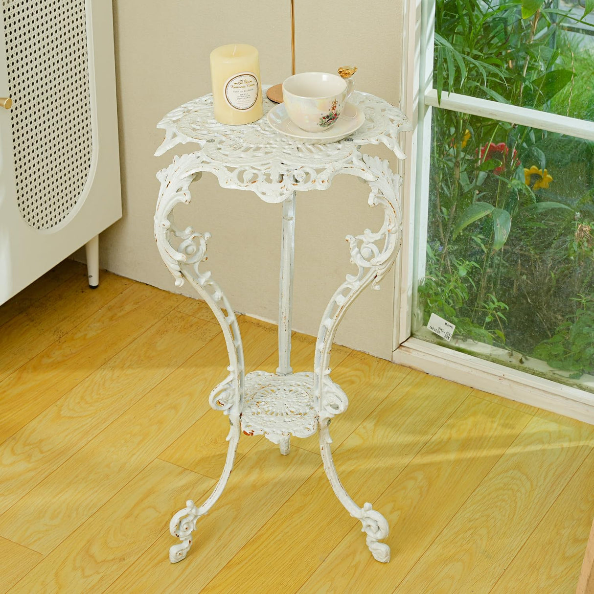 Antique Victorian Cast Iron Plant Stand – 2 Tier Ornate Side Table