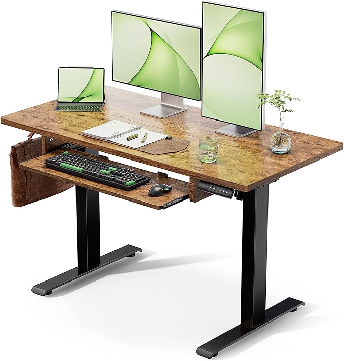 Standing Desk Adjustable Height with Extra Large Keyboard Tray, Electic Adjustable Desk
