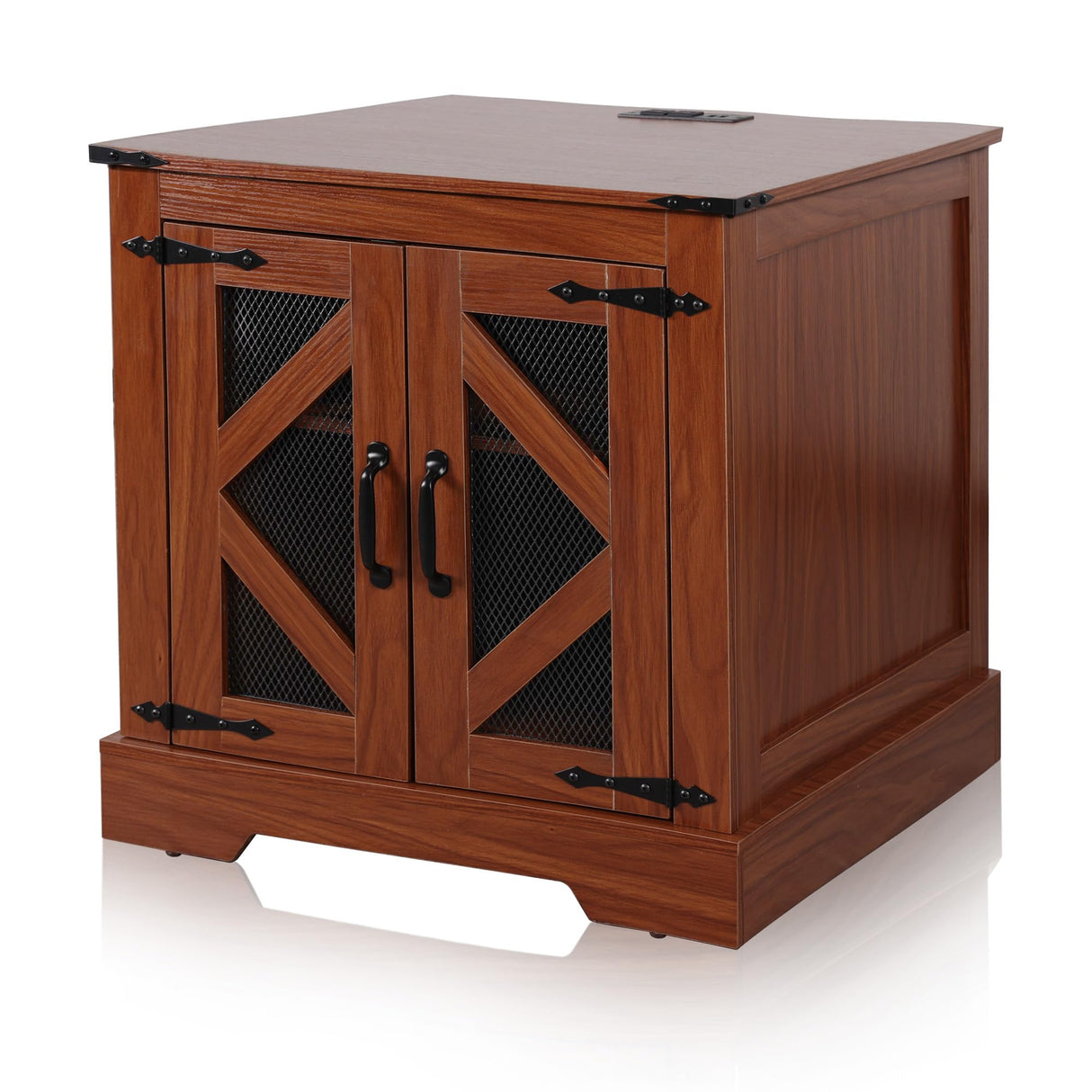 24'' Wood Mid Century Modern Night Stand with Charging Station, Drawers and Adjustable