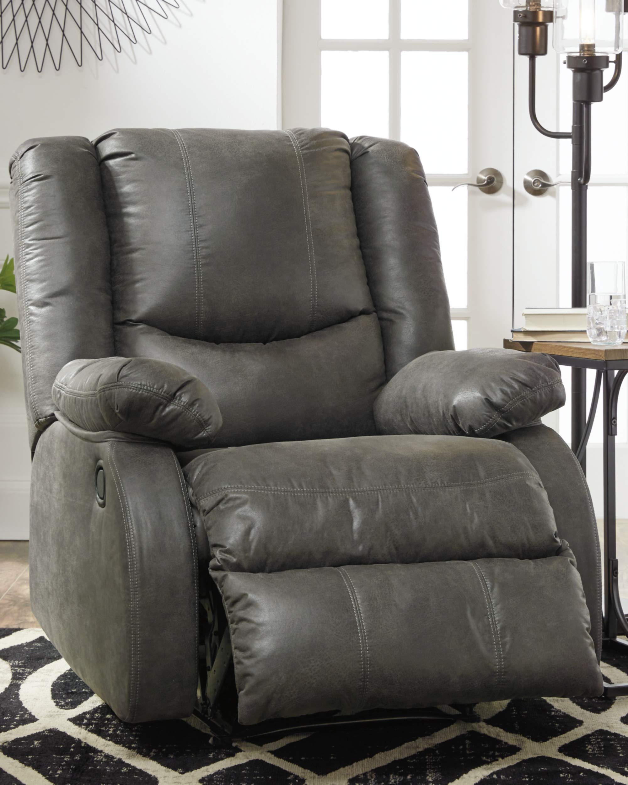 LuxeGlide Slate Zero-Wall Recliner – Wing Back