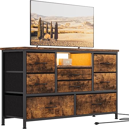 8 Dresser TV Stand with Power Outlet & LED